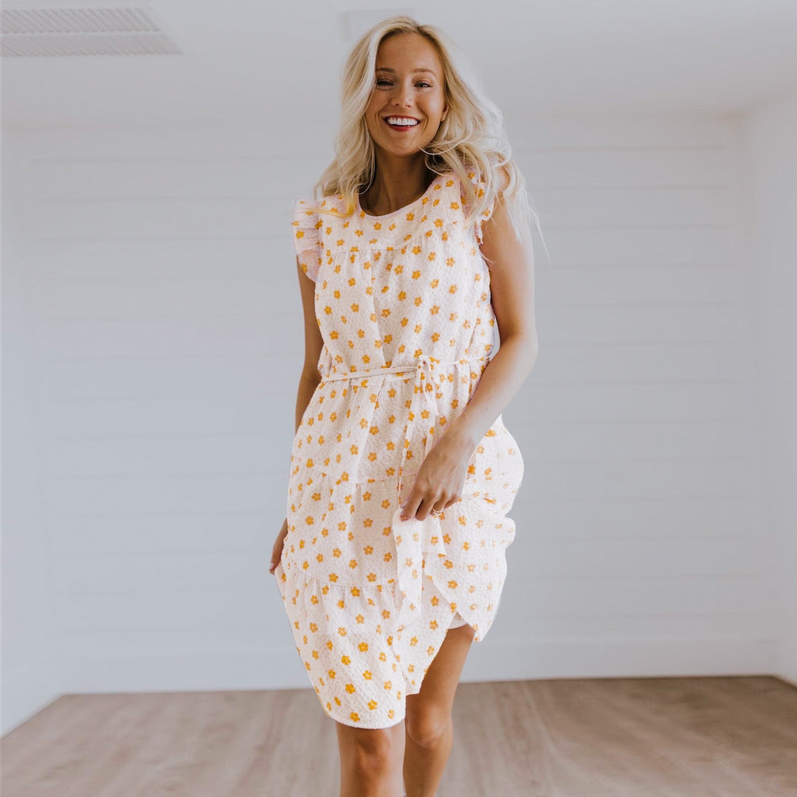 Mom and Me Allover Floral Print Ruffle Hem Dress