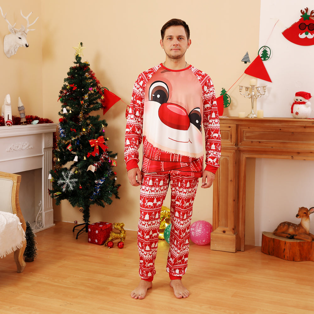 2023 Christmas Family Pajamas Christmas Cartoon Print Red Pajamas Set