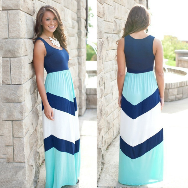 Blue Color Block Dress for Mommy and Me