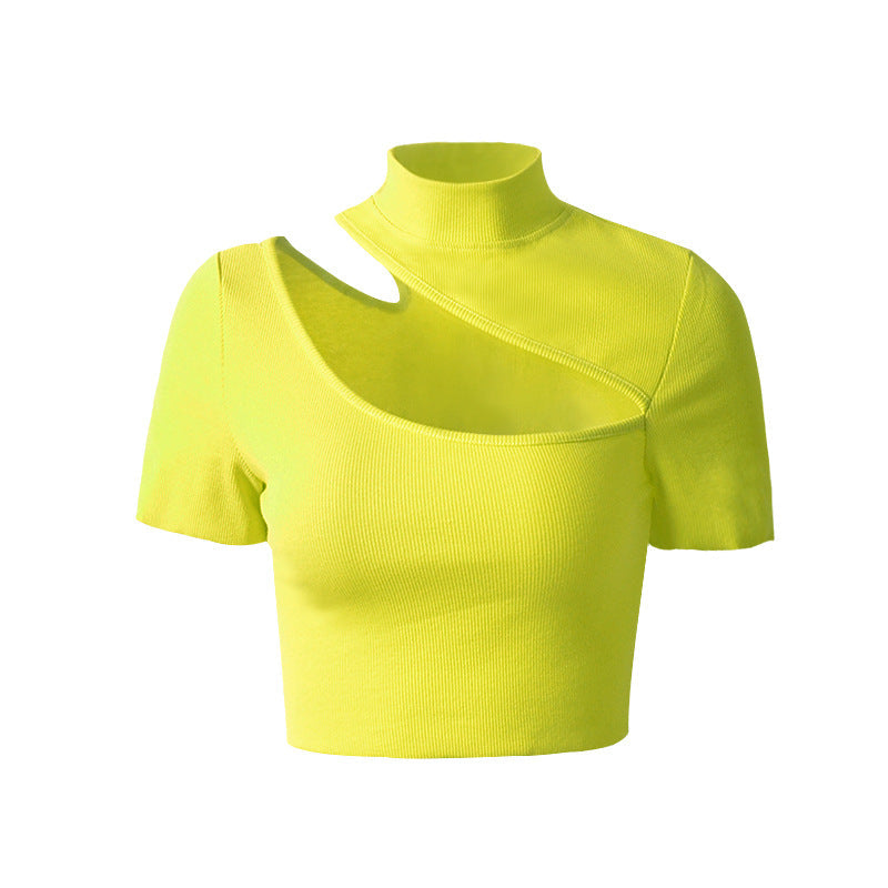 Women's Sexy Cutout Cropped Navel Short Sleeve Top T-Shirt 8189