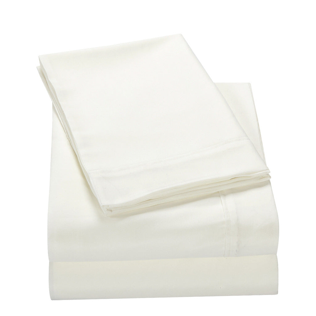 Solid Color Brushed Four-Piece Set Flat Sheet Pillowcase Fitted Sheet