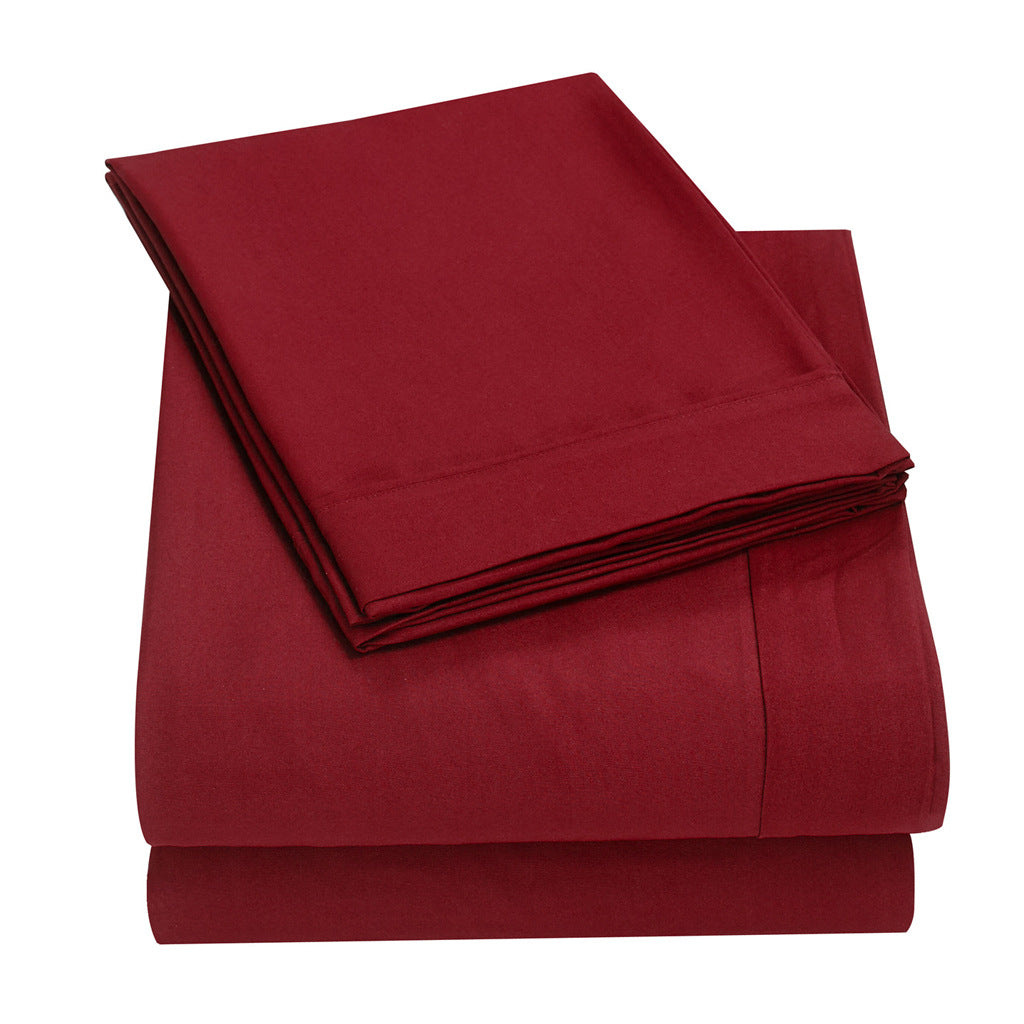 Solid Color Brushed Four-Piece Set Flat Sheet Pillowcase Fitted Sheet