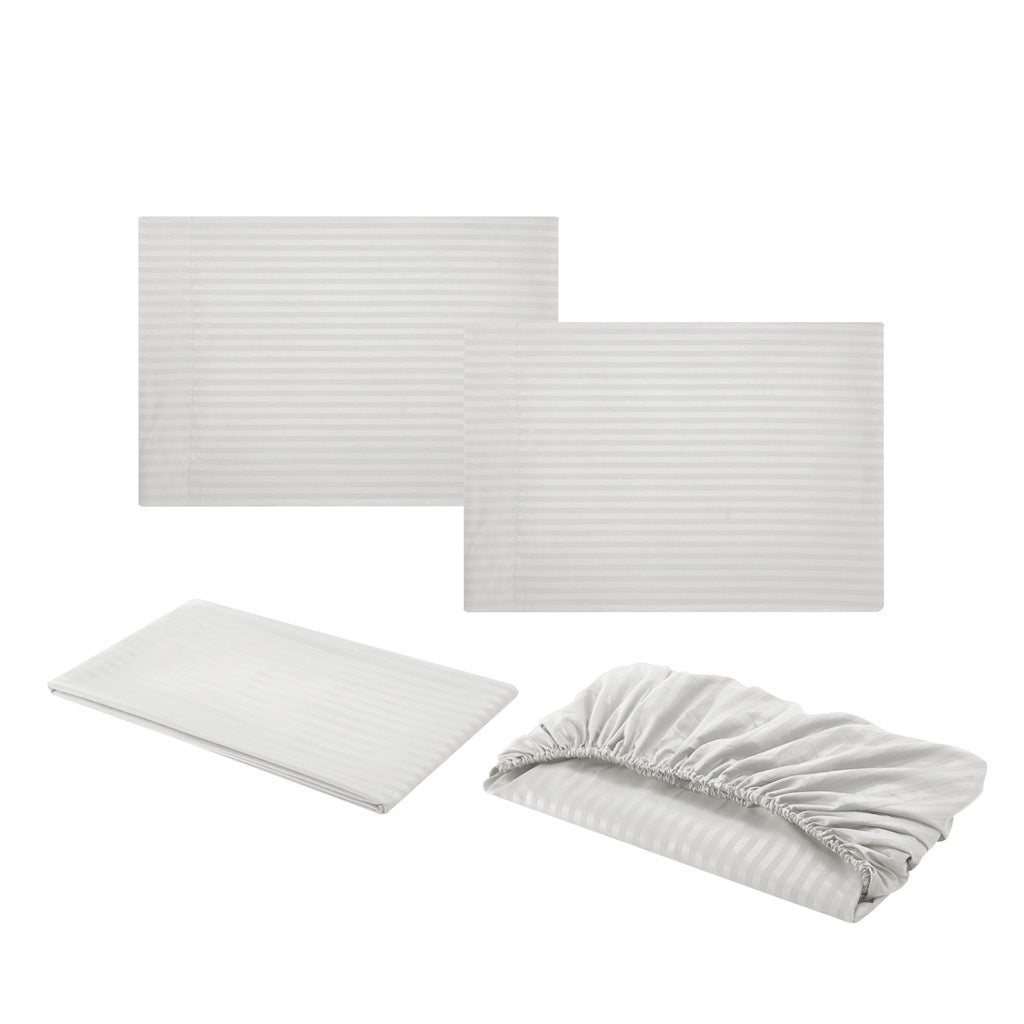 Soft Striped Embossed Brushed Bedding Sheets Set