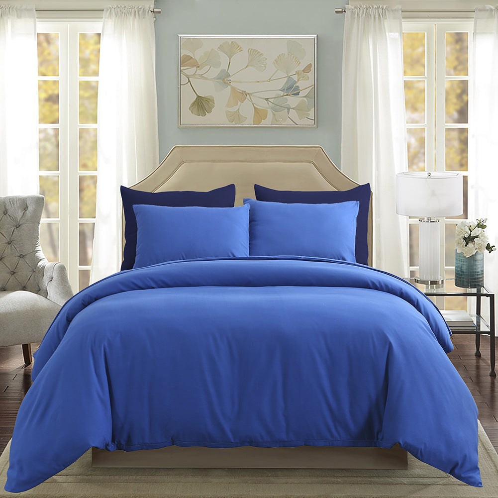 Solid Color Quilt Cover Pillowcase Three Piece Set