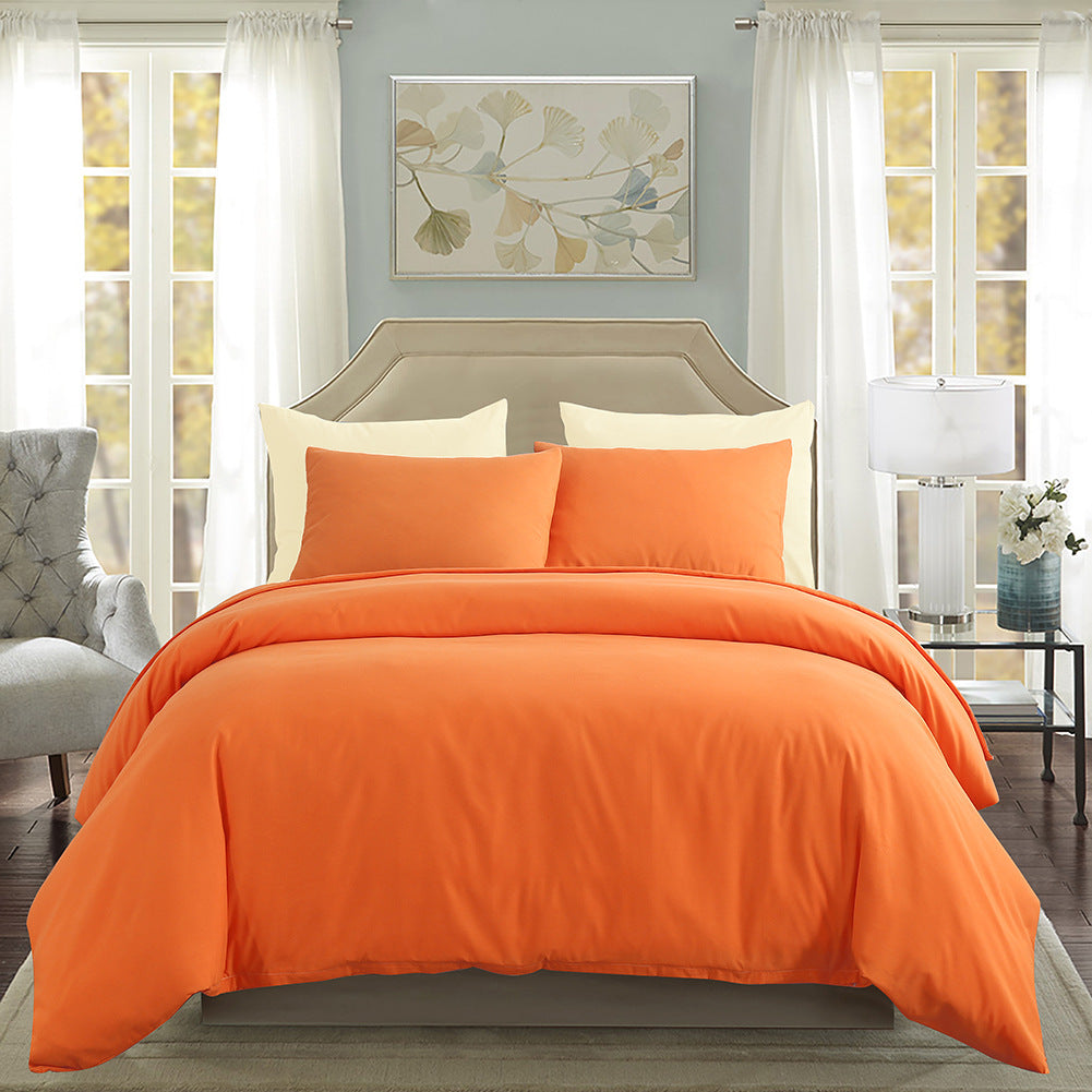 Solid Color Quilt Cover Pillowcase Three Piece Set