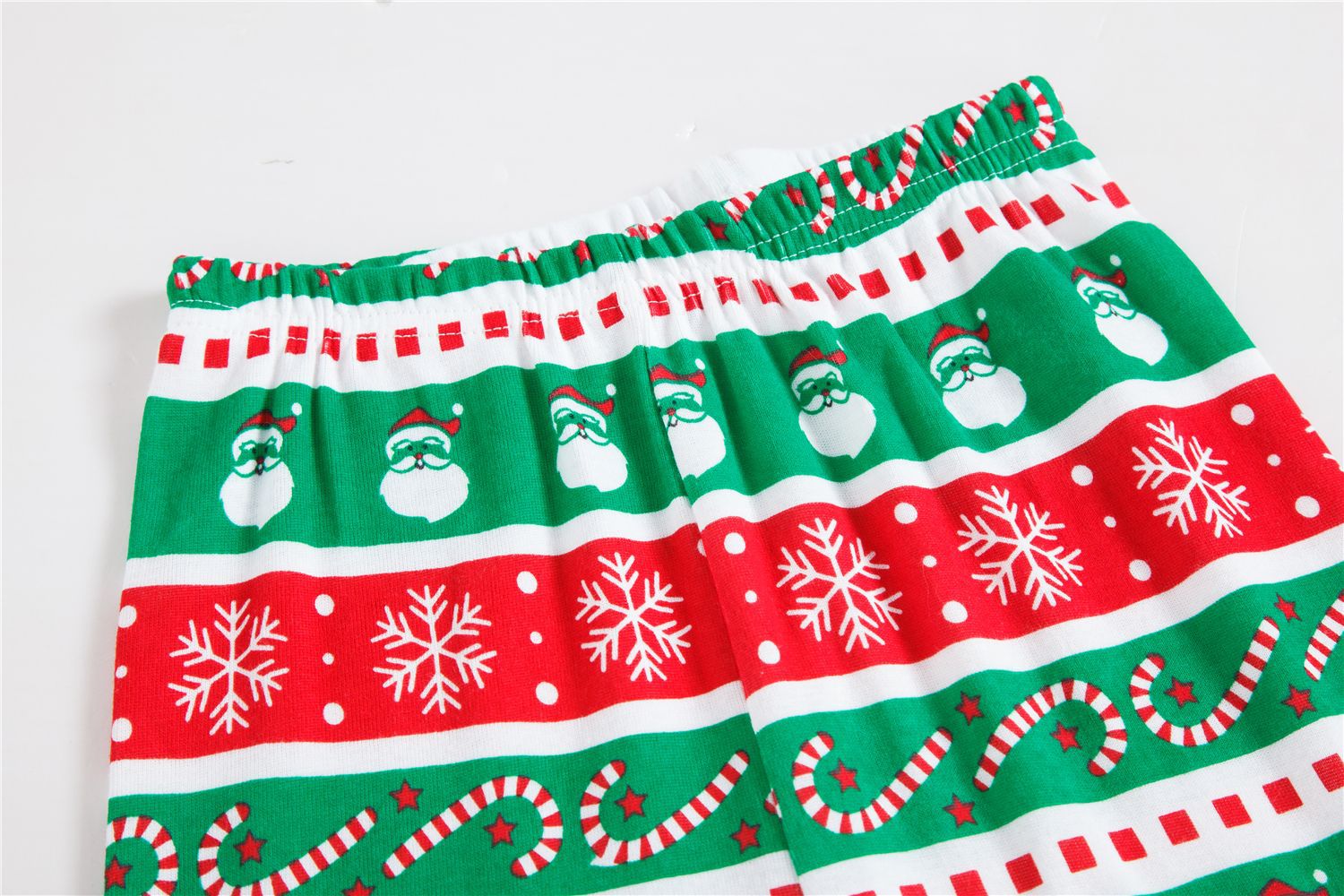 Santa Claus Print Christmas Green Family Pajamas Set