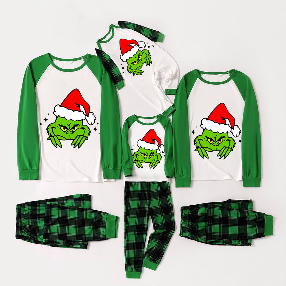 Christmas Cute Cartoon Print Family Matching Raglan Long-sleeve Pajamas Sets