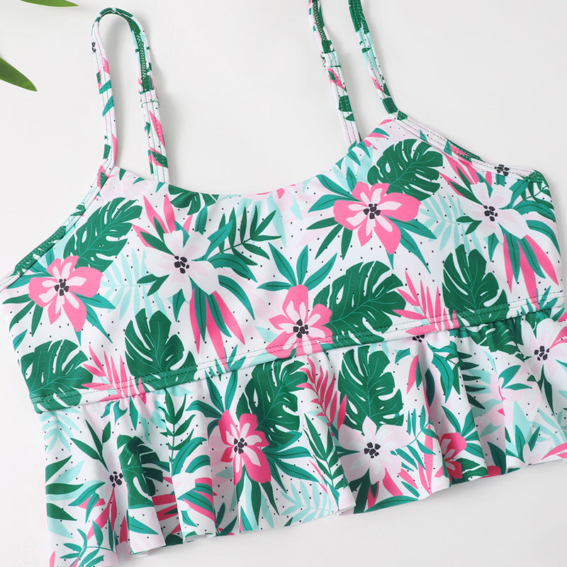 Mom and Daughter  Leaf Plant Print Matching Swimsuits
