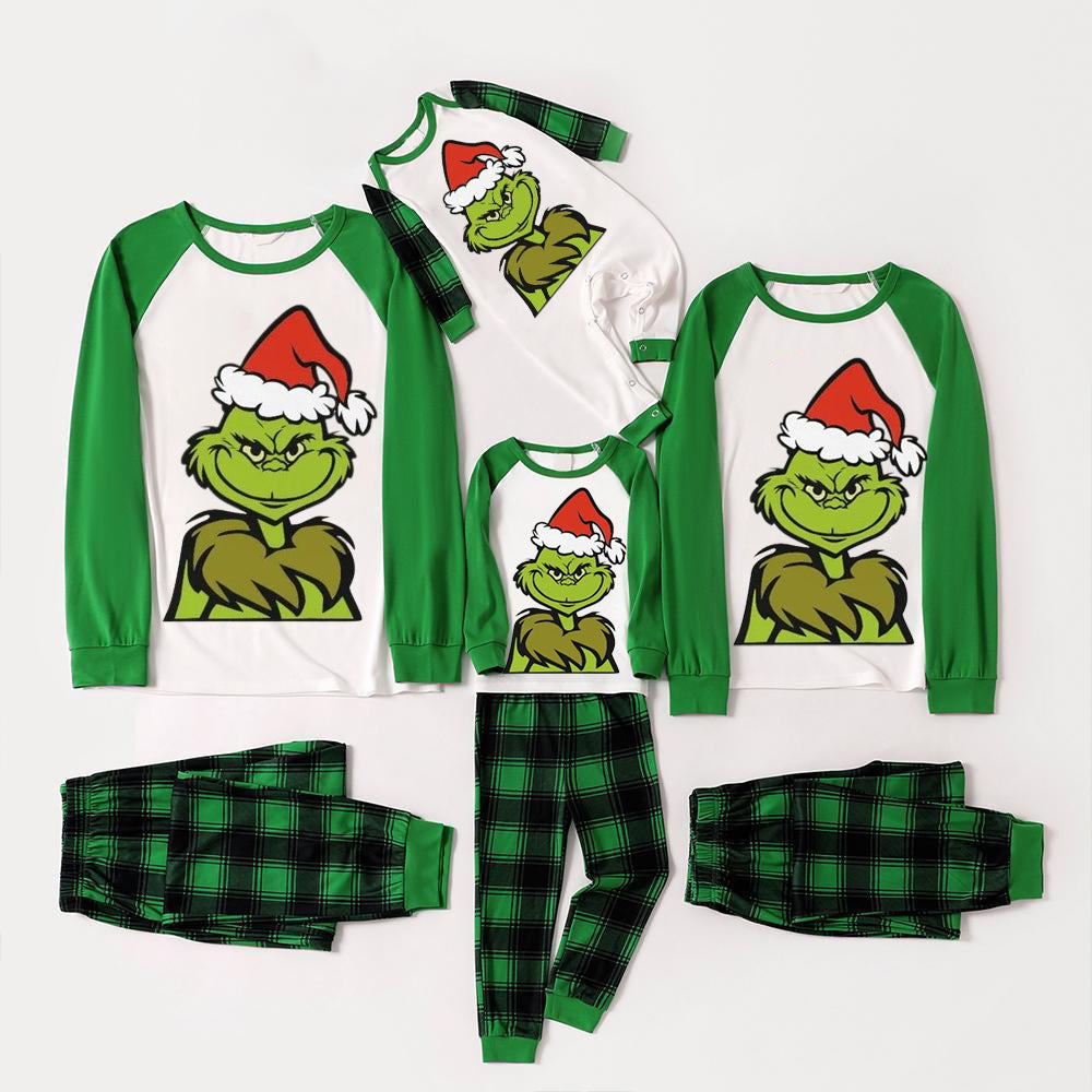 Christmas Cute Cartoon Print Family Matching Raglan Long-sleeve Pajamas Sets 1