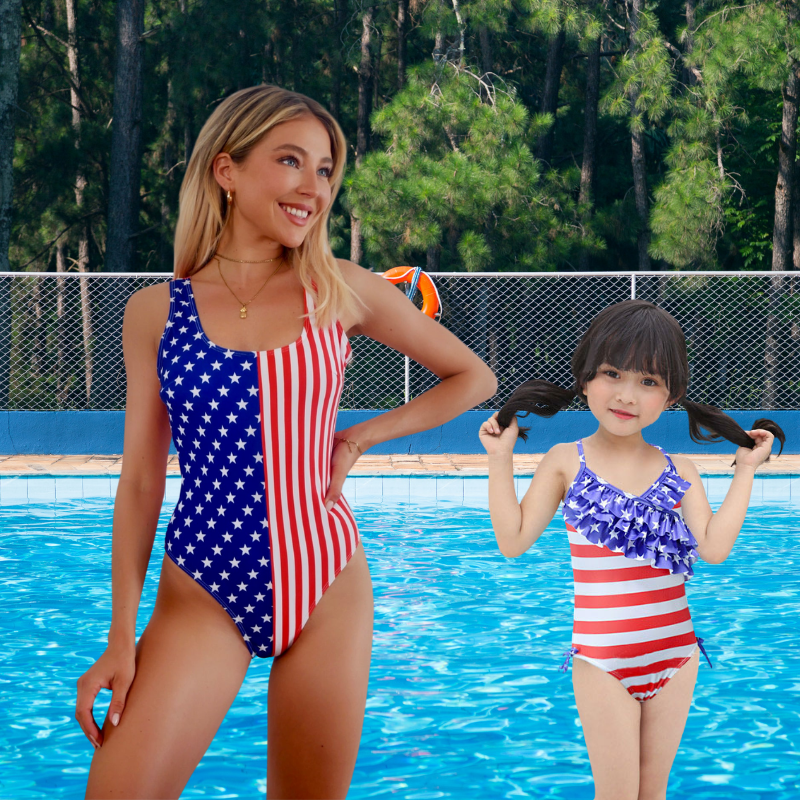 Mom and Me Matching Swimsuit 4th of july Swimwear