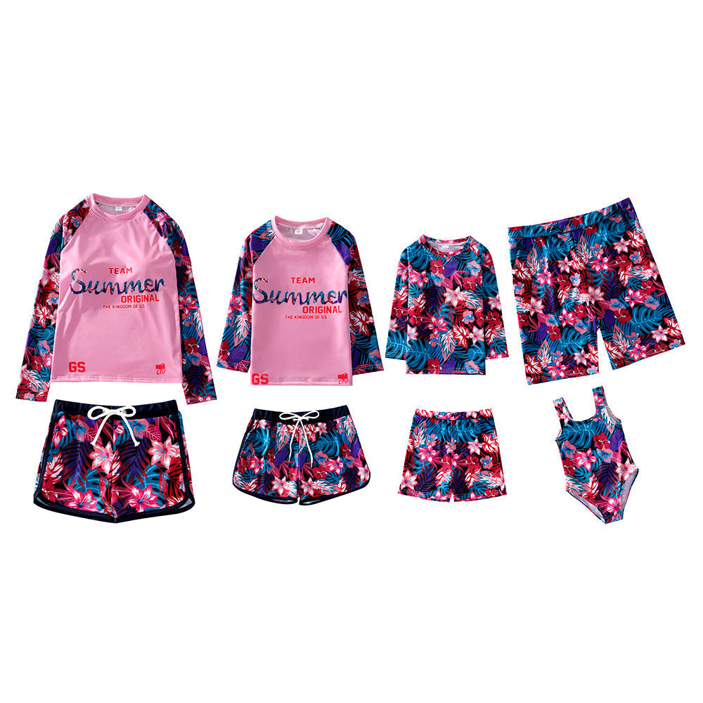 Family Matching Swimwear Floral Print Two-piece Swimsuit