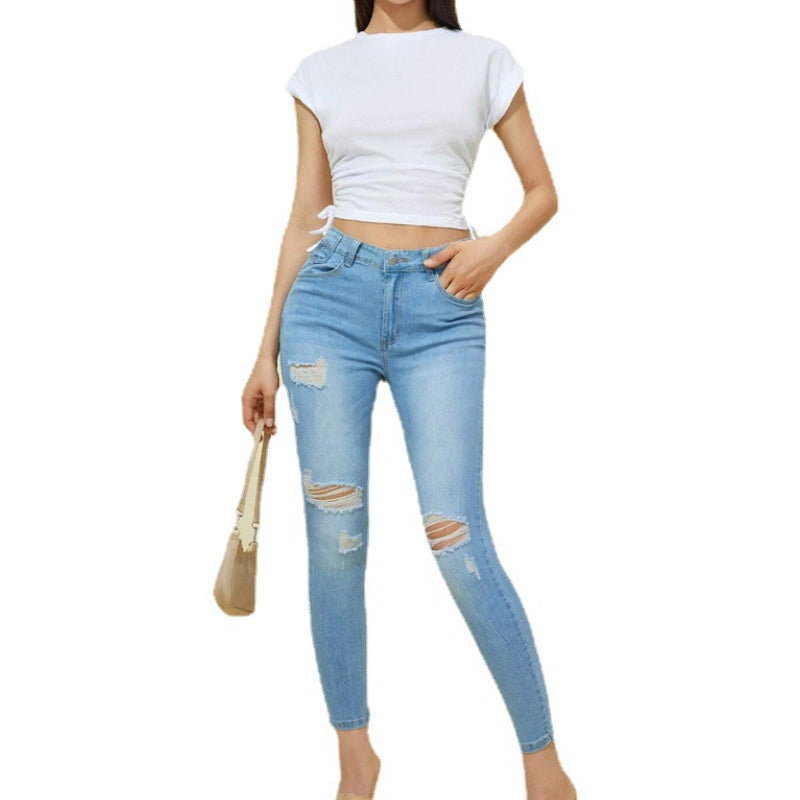 Women Solid Color Round Neck Skinny Commuter Short Sleeve Crop Top T-Shirt  CTBL1760