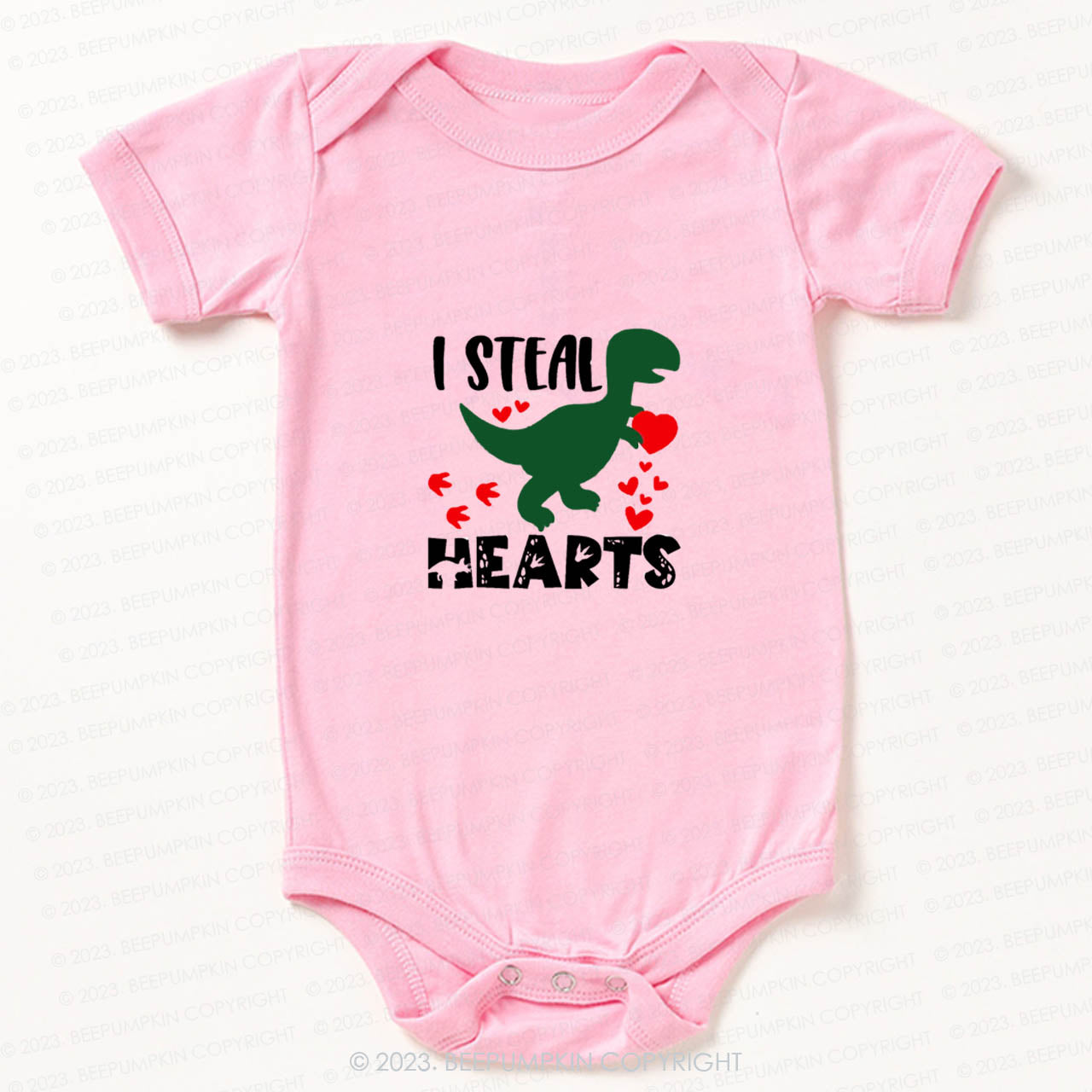 I Steal Hearts Dinosaur Valentine Bodysuit For Baby