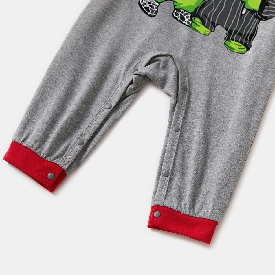 Christmas Two Cute Cartoon Print Family Matching Raglan Short-sleeve Top Long Pants Pajamas Sets