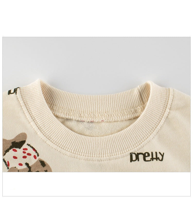 Toddler Girls Cartoon Bear Print 100% Cotton Sweatshirt