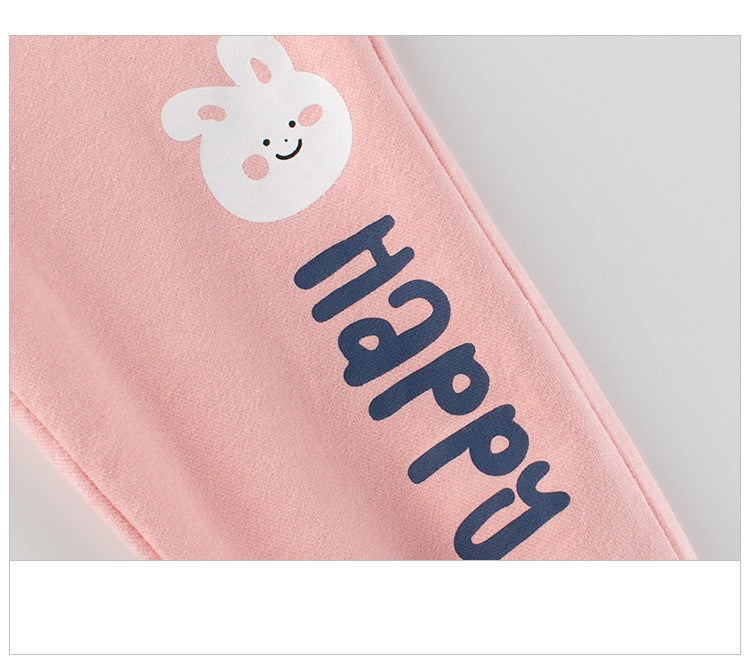 Toddler Girls Rabbit & Letter Print 100% Cotton Sweatpants