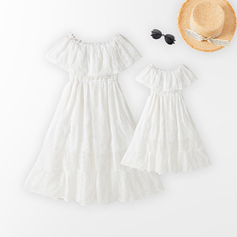 Mom and Me Lace Cold Shoulder Dress