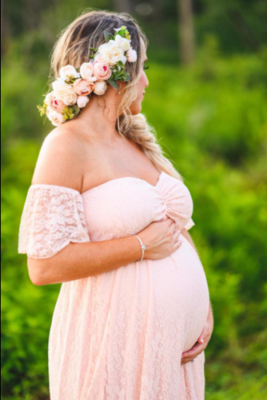 Maternity Photography Props Floral Lace Dress