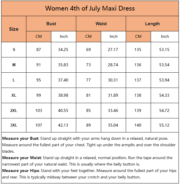 Women 4th of July Maxi Dress