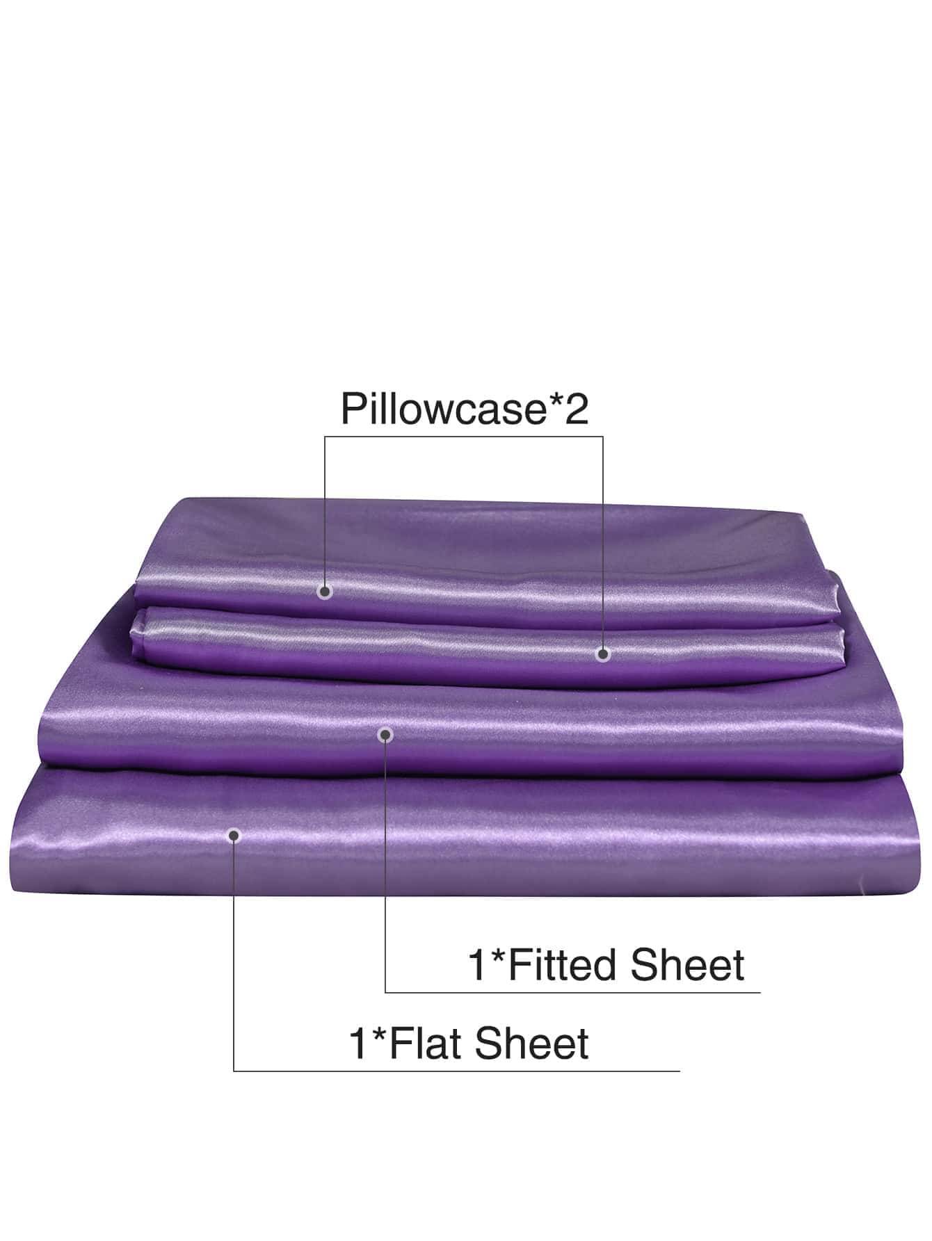 Solid Purple Satin Sheet Set Without Filler