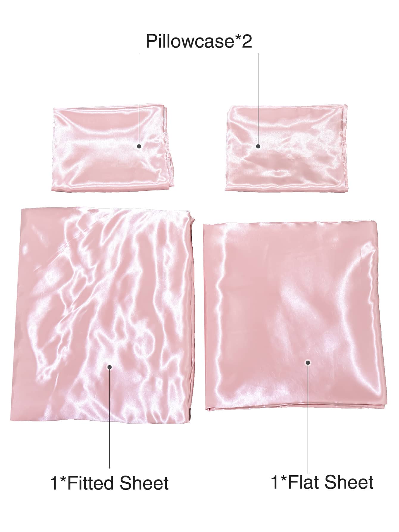 Pink Plain Satin Sheet Set Without Filler