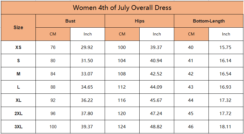 Women 4th of July Overall Dress