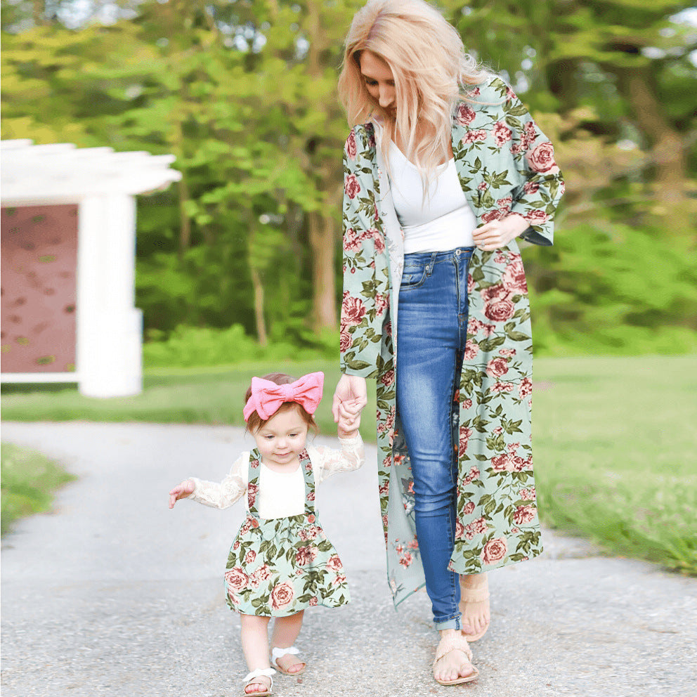 All Over Sunflowers Floral Print Matching Outfit for Mom and Me