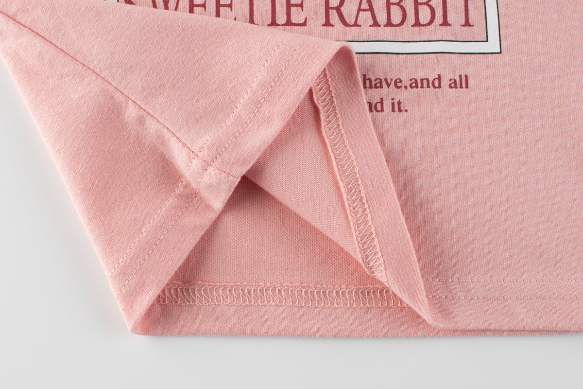 Toddler Girls Rabbit Print 100% Cotton Long Sleeve Tee