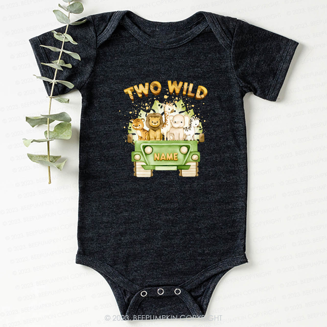 Two Wild Named Safari Bodysuit For Baby