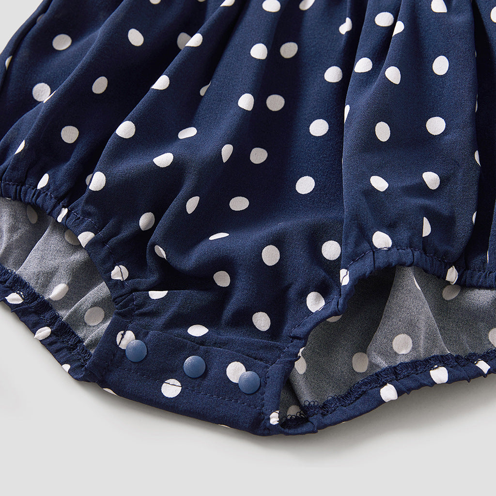 Allover Polka Dots Blue Sleeveless Dress for Mom and Me
