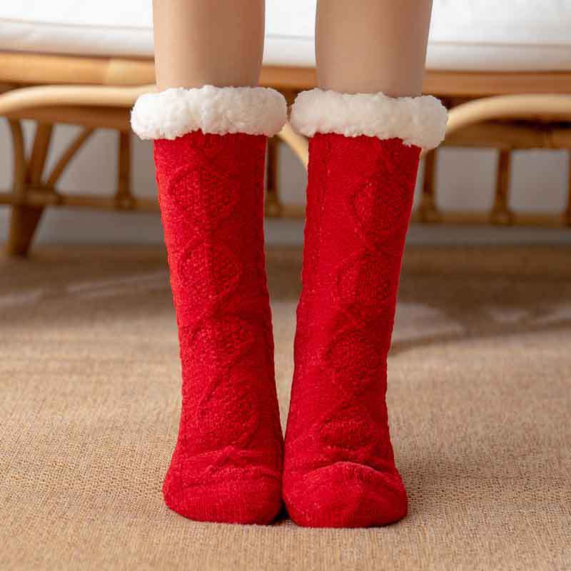 Winter Warm Non-Slip Solid Color Family Floor Socks