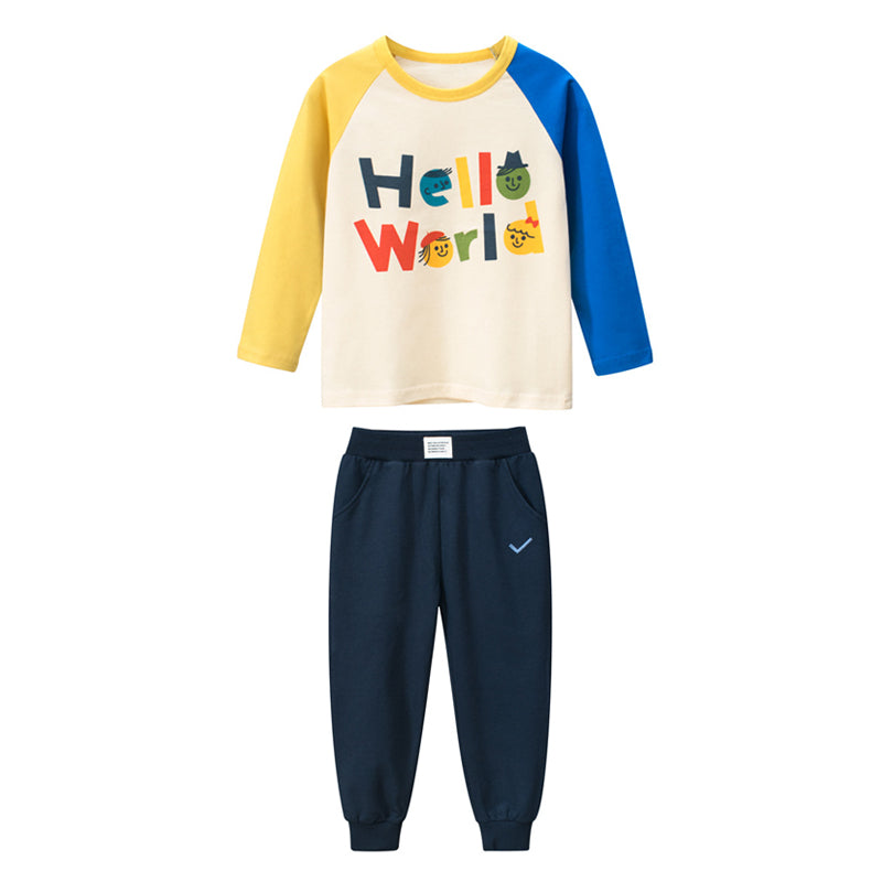 Toddler Girls Letter Graphic Print 100% Cotton Tee and Sweatpants