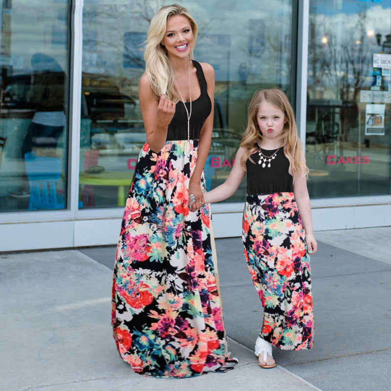 Mom and Daughter Floral Print Dress