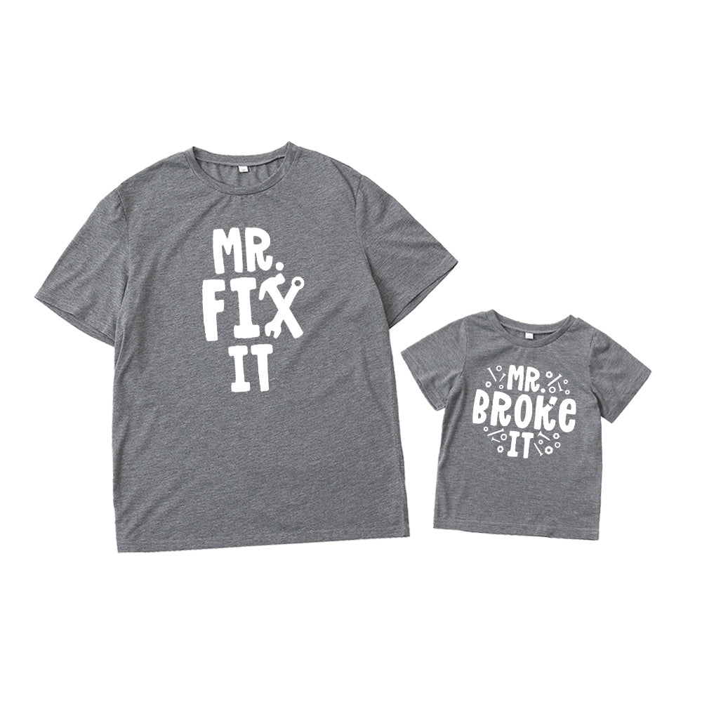 Daddy and Me Letter Printed Short Sleeve T-Shirt Tops