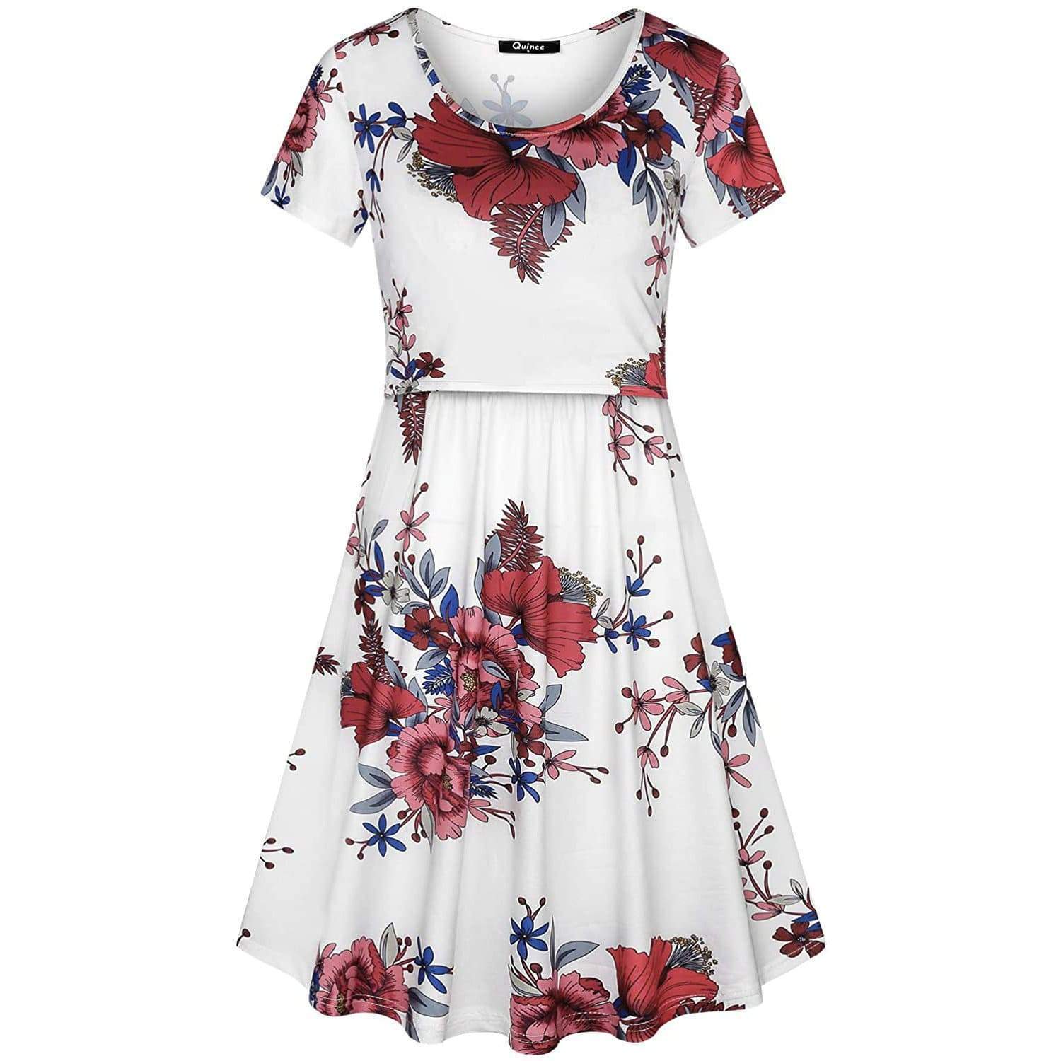 Floral short-sleeved nursing dress