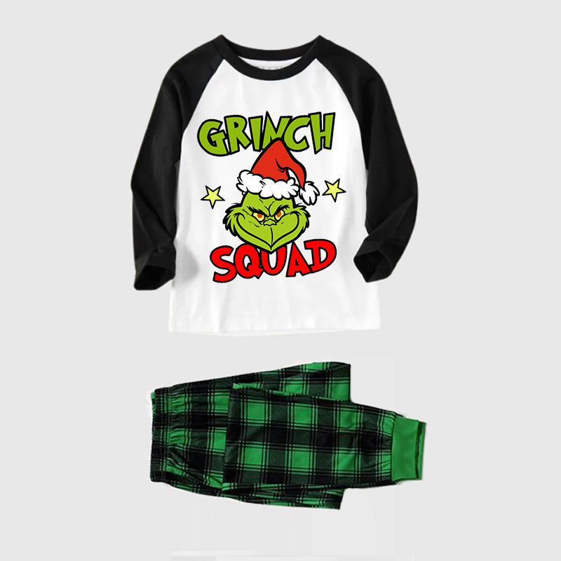 Christmas Letter Splice Contrast Top and Plaid Pants Family Matching Pajamas Sets