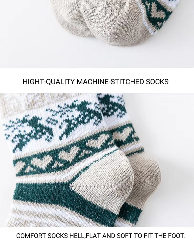 Winter New Socks Mid Calf Socks Rabbit Wool Socks Christmas Women's Socks