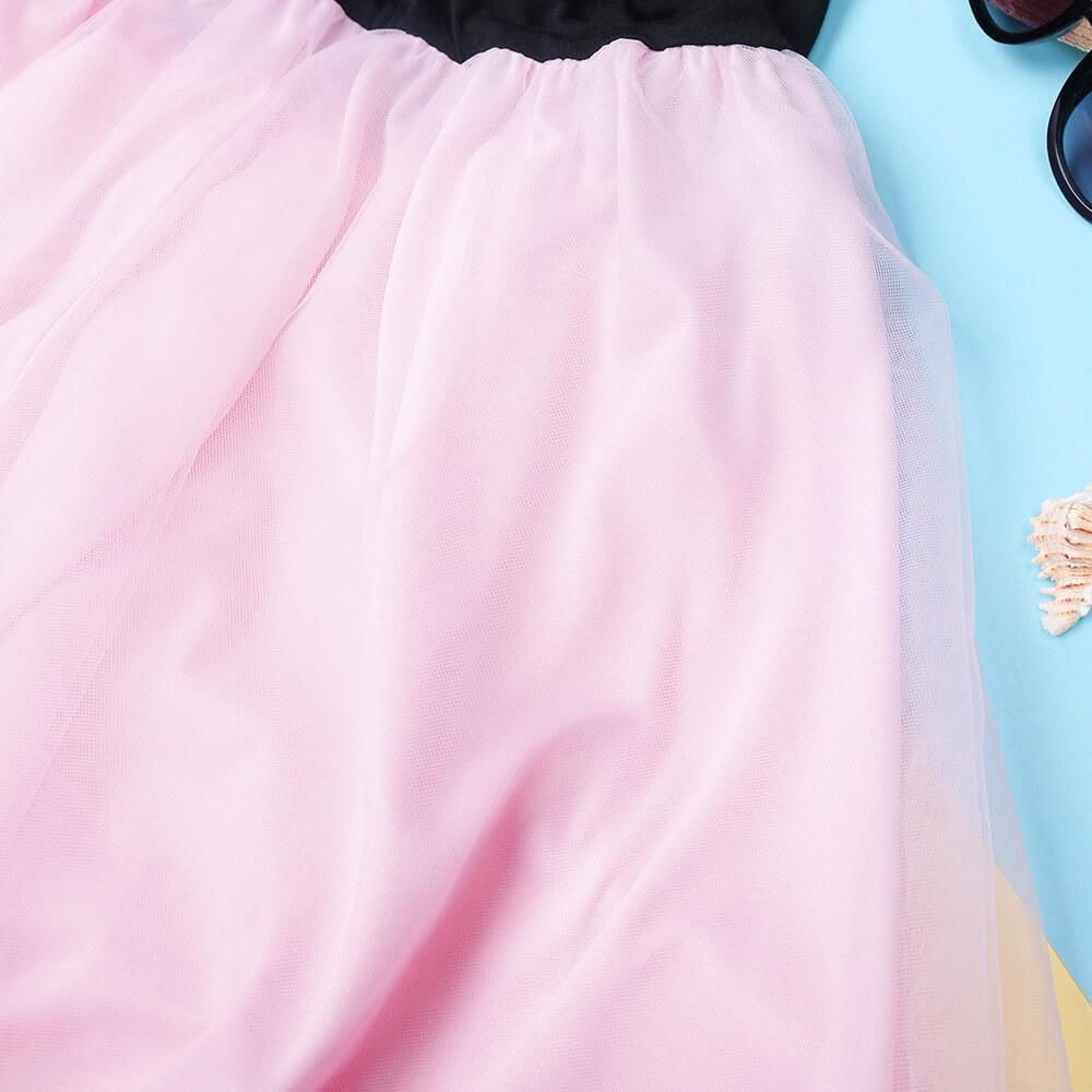 Pink Patchwork Mesh Princess Dress Mother and daughter (3523906338900)