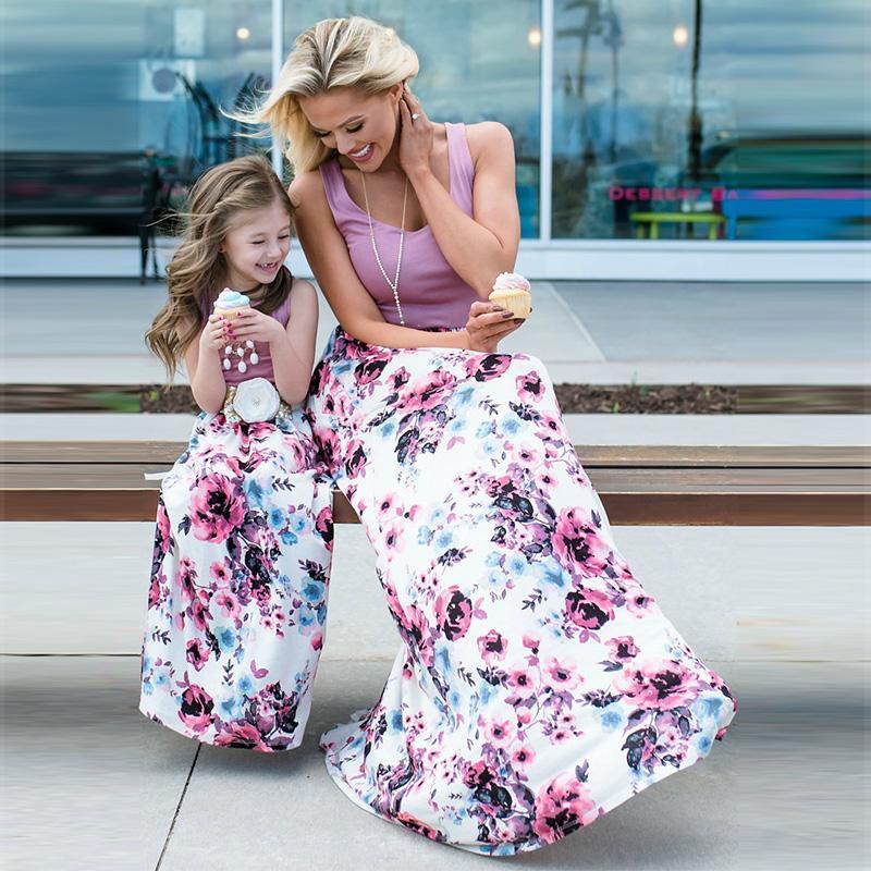 Sleeveless Floral Long Dress  for Mom and Me (2531981328468)