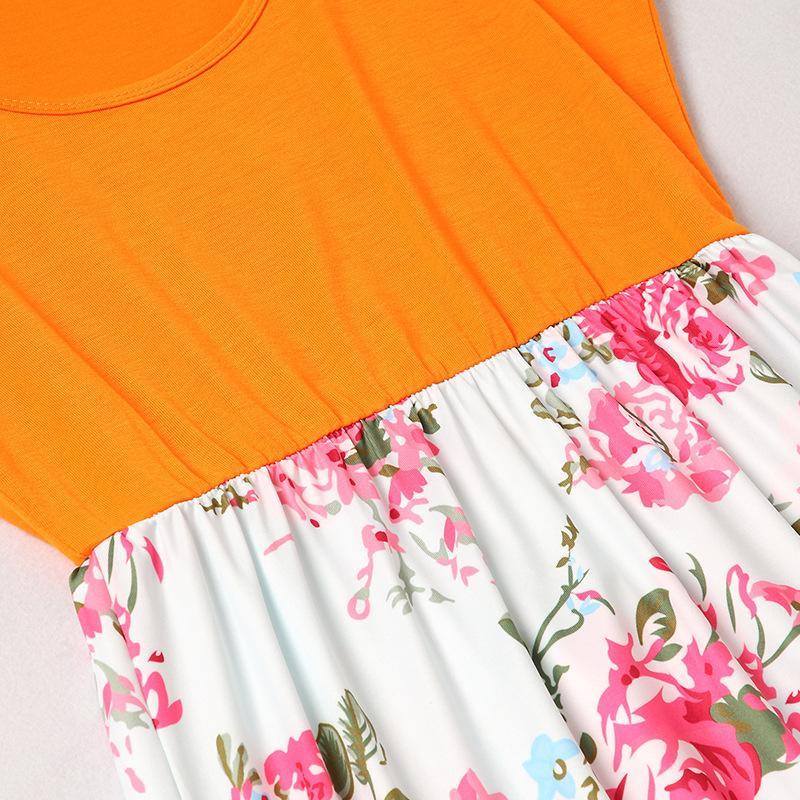 Mom Girl Botanical Prints Floor Length Matching Dress (2542411087956)