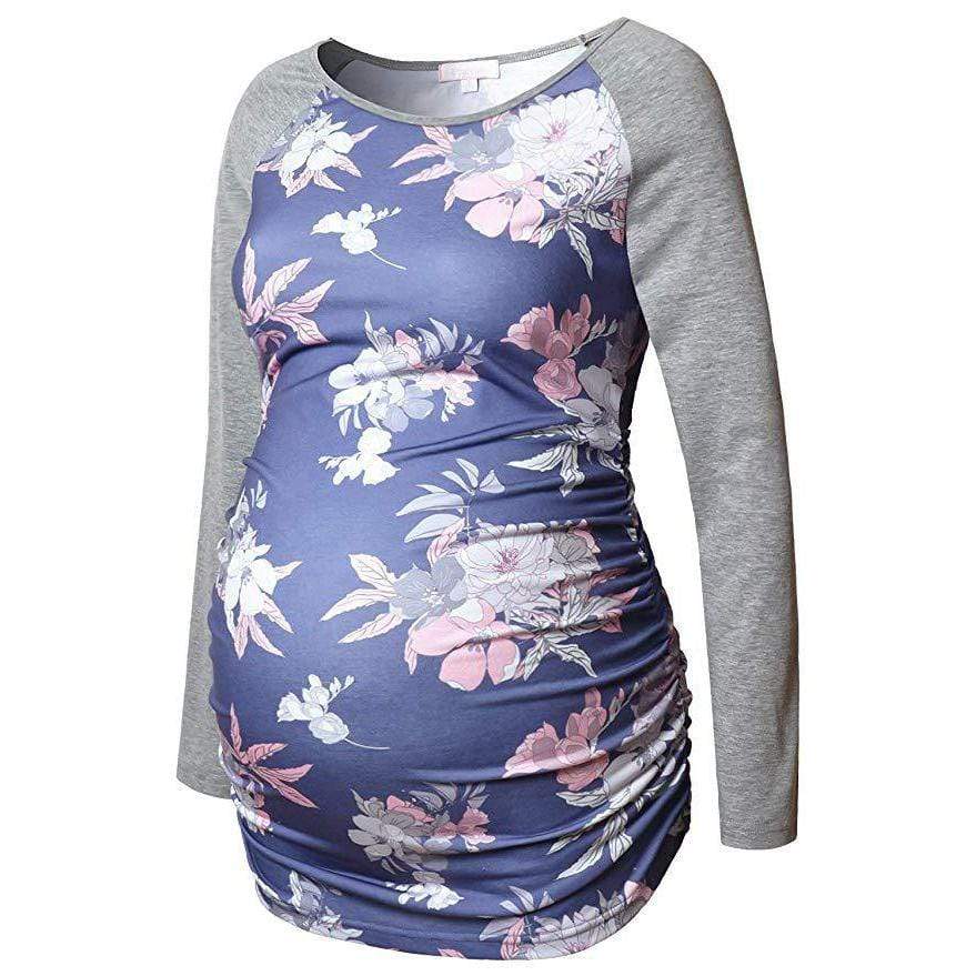 Long sleeve Floral Striped Lace Decor Maternity Nursing Top