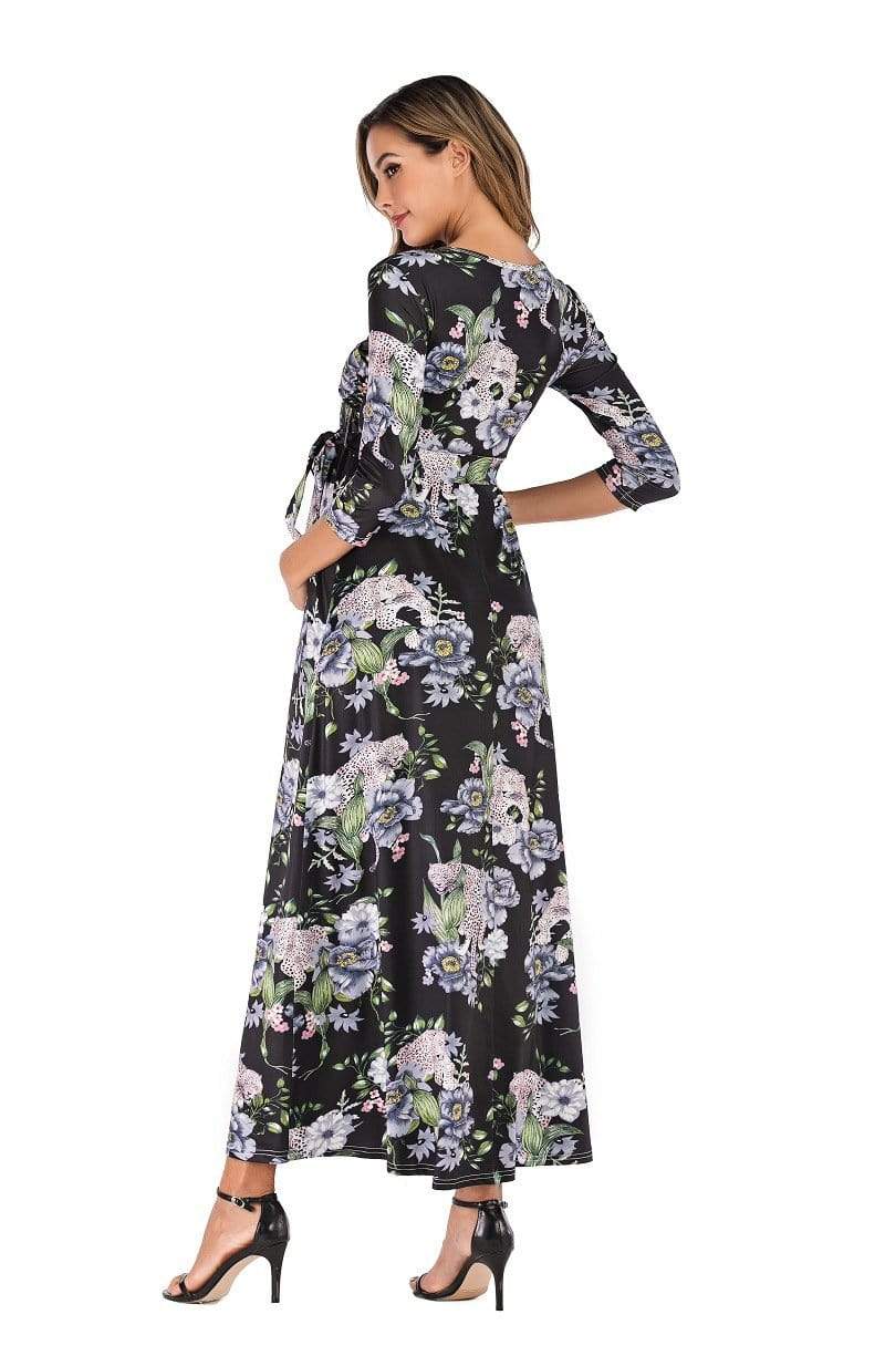 Maternity casual long-sleeved floral dress