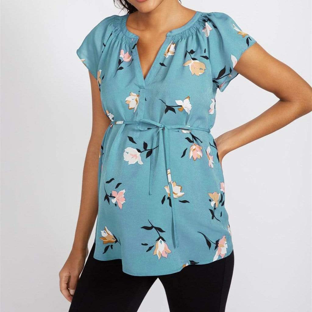 Sassy Floral Print Short-sleeve Maternity Top