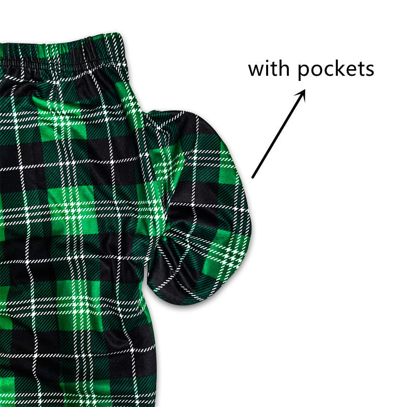 Christmas Letter Print Top and Plaid Pants Family Matching Pajamas Sets