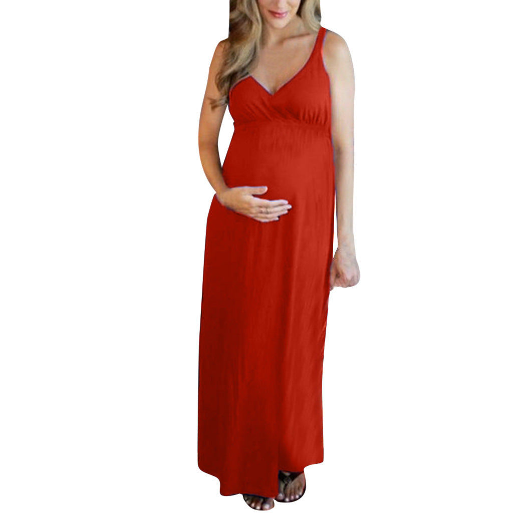 Maternity Solid Color Cross Front Slip Dress In 4 Colors