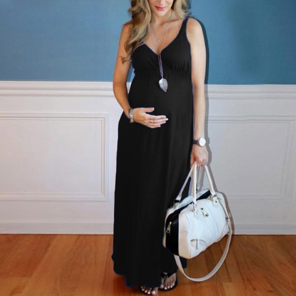 Maternity Solid Color Cross Front Slip Dress In 4 Colors