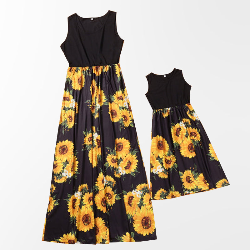 Mommy and Me Matching Dress Summer Sunflower Dress