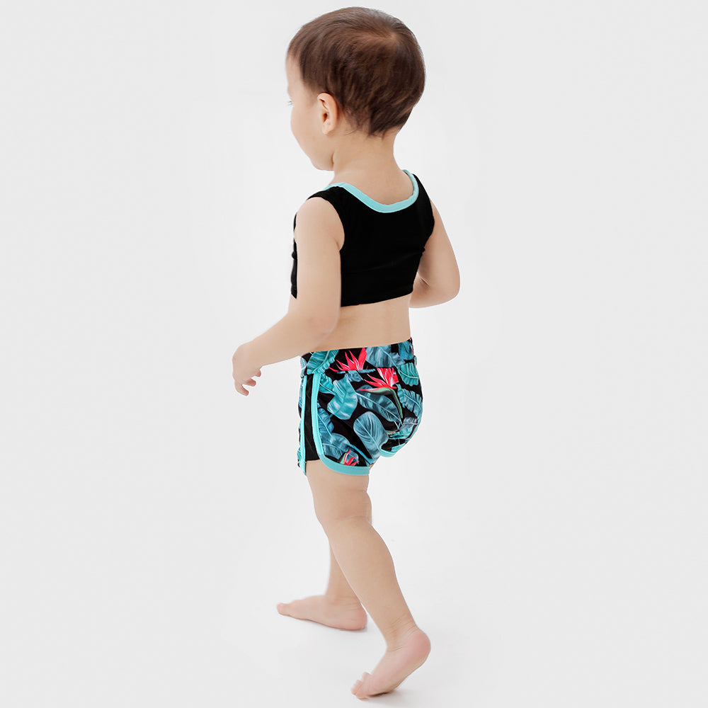 Family Matching Swimwear Floral Print Two-piece Long Sleeve Swimsuit