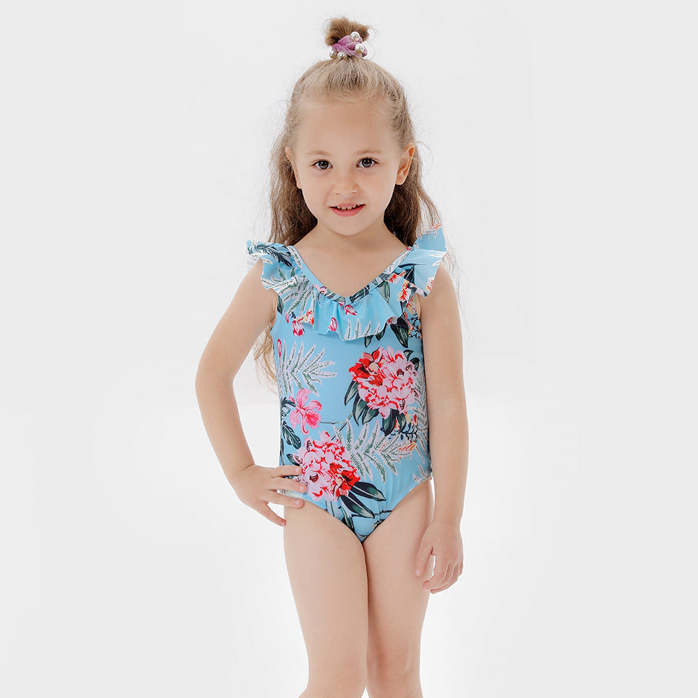 Family Matching Swimsuit Floral Print One-piece Swimsuit