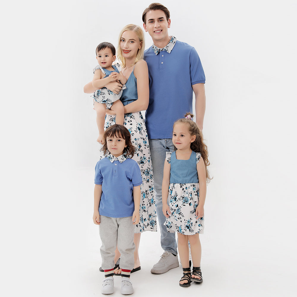 2022 Family Matching Outfit Floral Print Dresses and T-shirts Sets